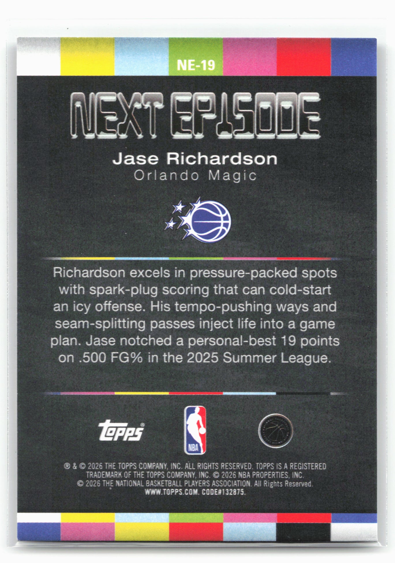 2025-26 Hoops #NE-19 Jase Richardson Next Episode Pixel Burst