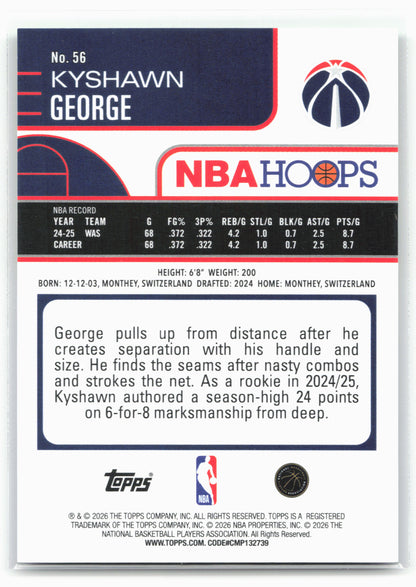 2025-26 Hoops #56 Kyshawn George Rainbow Green and Blue #/249
