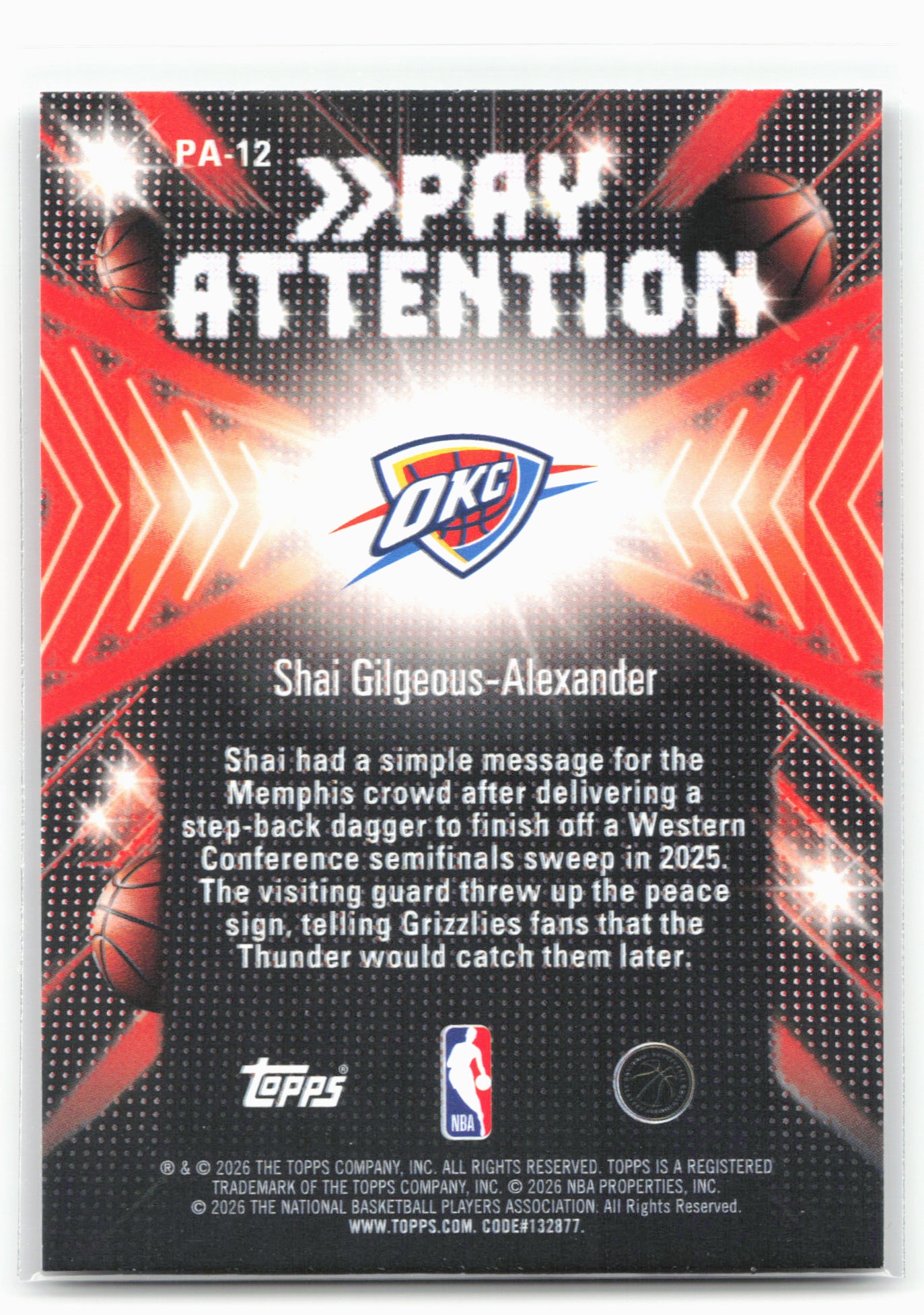2025-26 Hoops #PA-12 Shai Gilgeous-Alexander Pay Attention