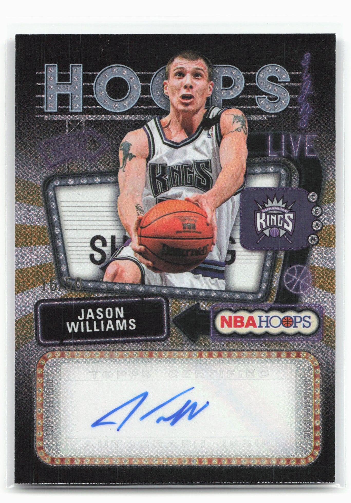 2025-26 Hoops #HS-JWI Jason Williams Hoops Signs Pixel Burst Gold #/50