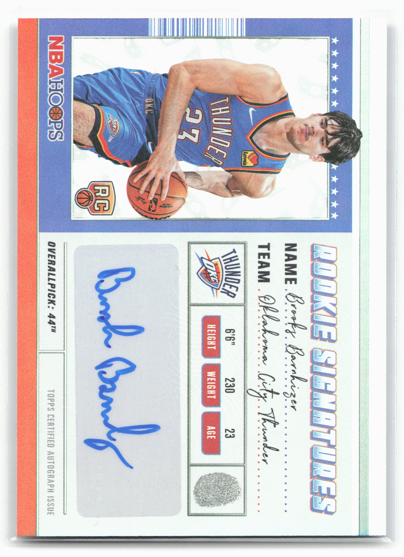 2025-26 Hoops #HRS-BB Brooks Barnhizer Hoops Rookie Signatures
