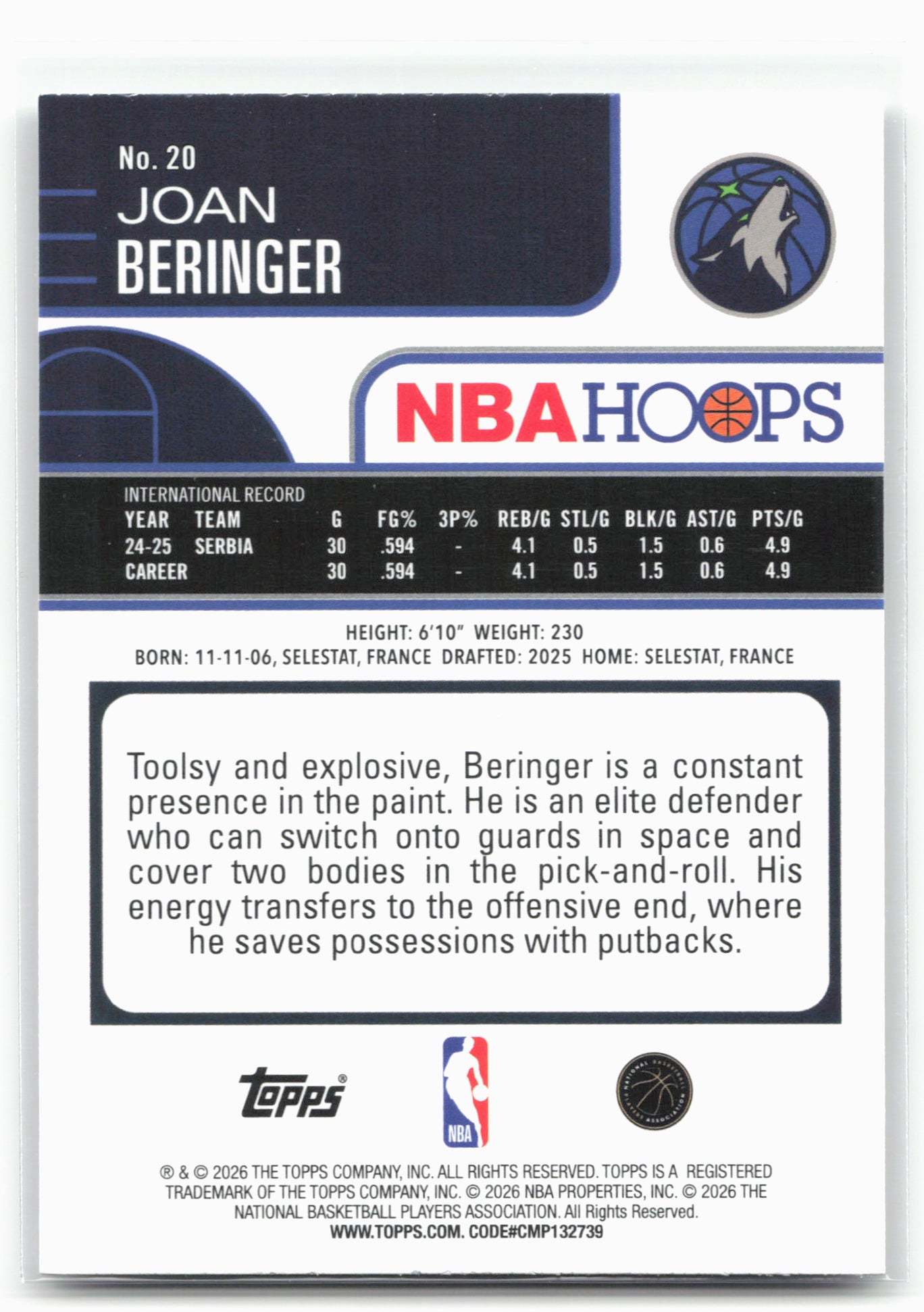 2025-26 Hoops #20 Joan Beringer Rainbow
