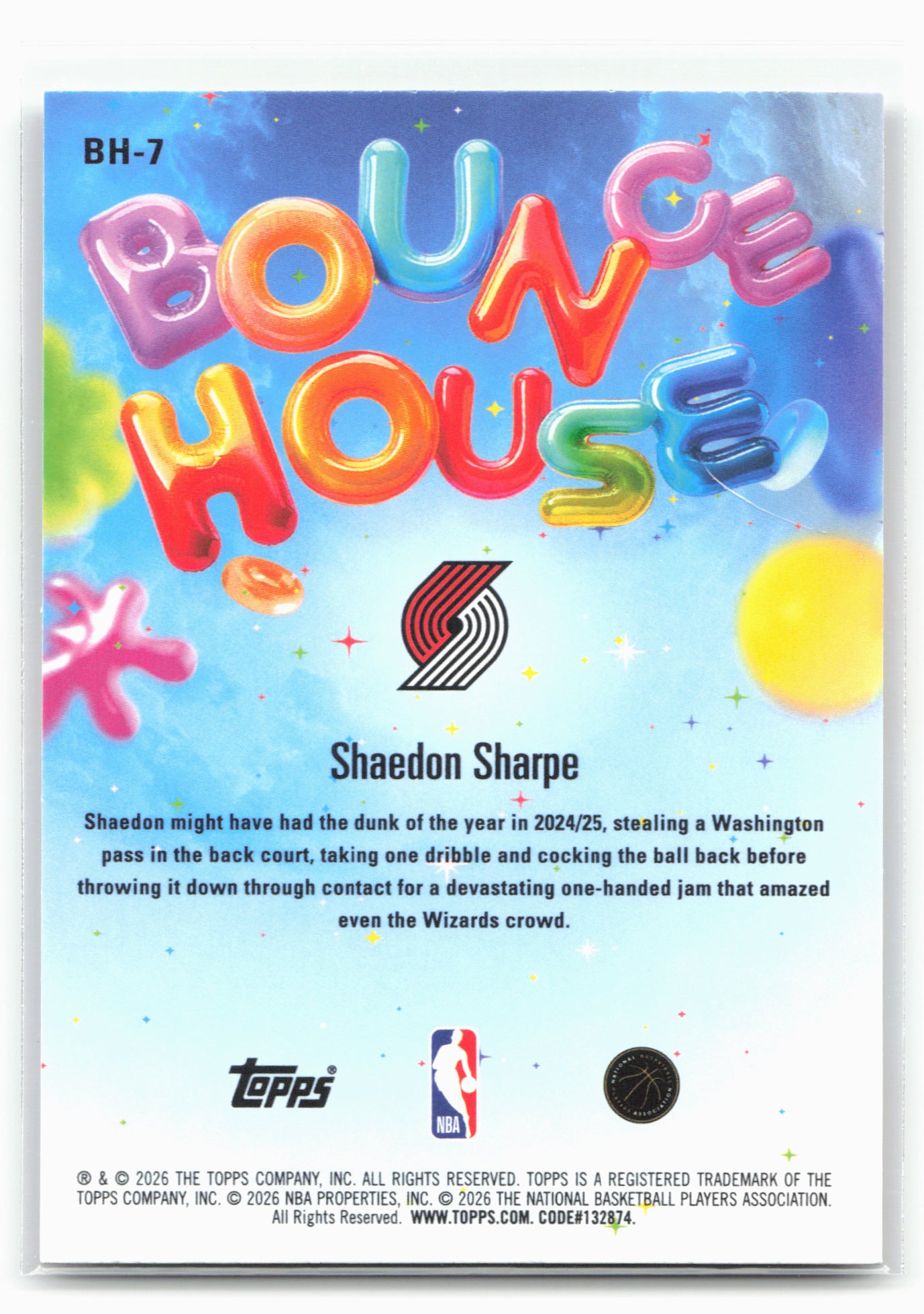 2025-26 Hoops #BH-7 Shaedon Sharpe Bounce House Rainbow