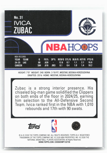 2025-26 Hoops #31 Ivica Zubac Rainbow