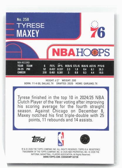 2025-26 Hoops #258 Tyrese Maxey Rainbow
