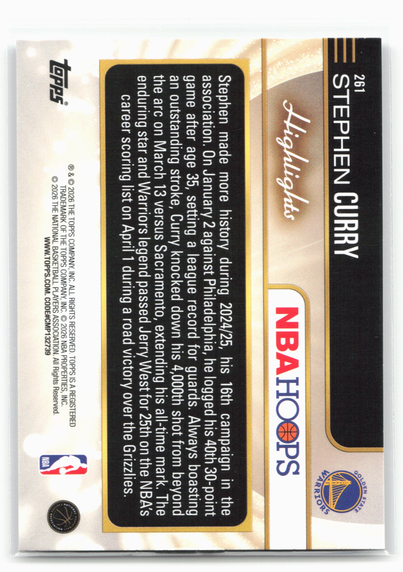2025-26 Hoops #261 Stephen Curry 29423