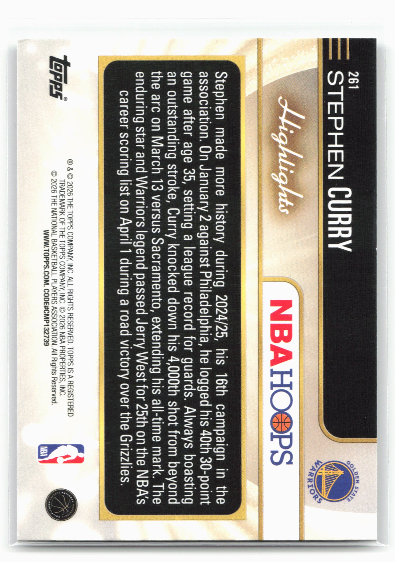 2025-26 Hoops #261 Stephen Curry 29424