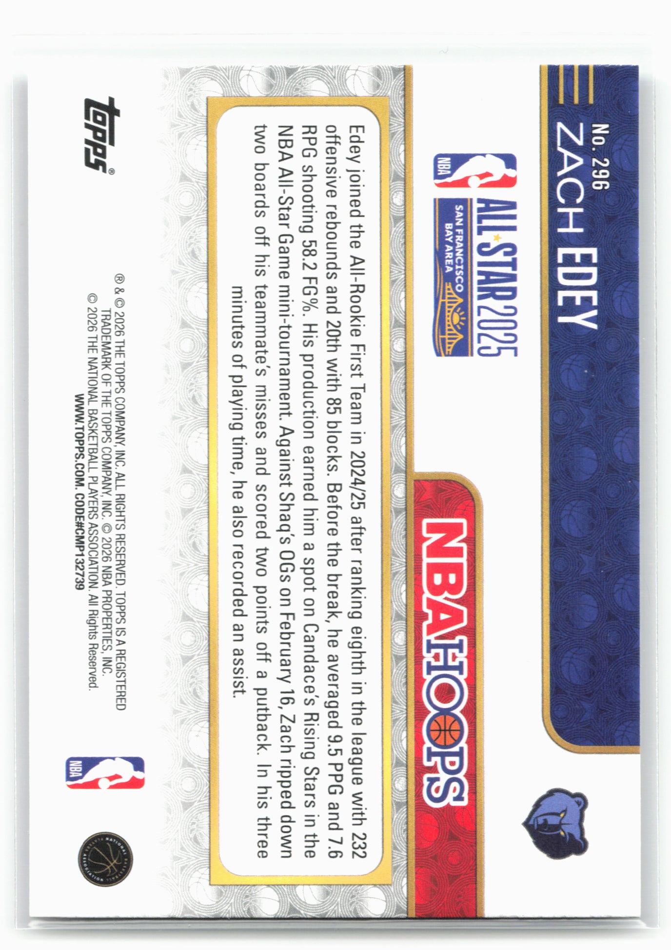 2025-26 Hoops #296 Zach Edey 29425