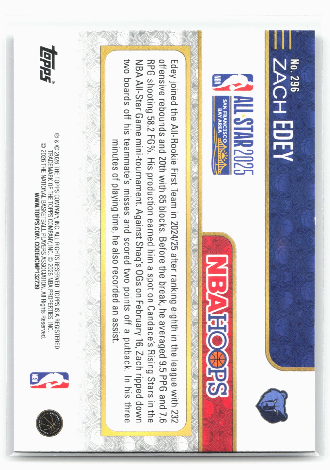 2025-26 Hoops #296 Zach Edey 29427