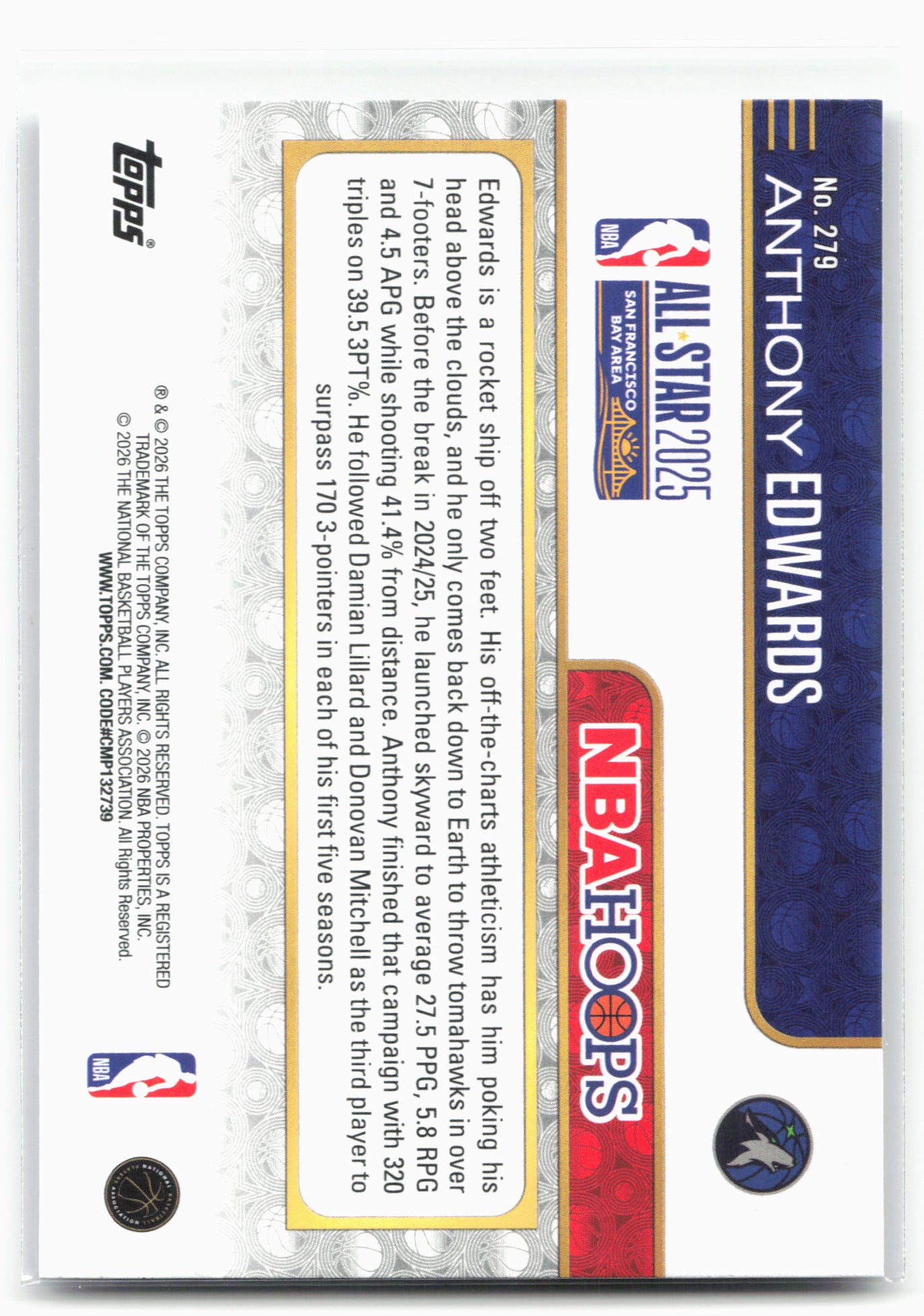 2025-26 Hoops #279 Anthony Edwards 29434
