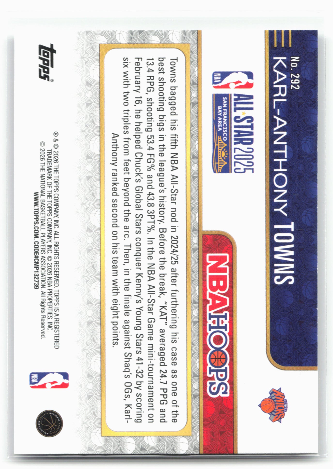2025-26 Hoops #292 Karl-Anthony Towns 29435