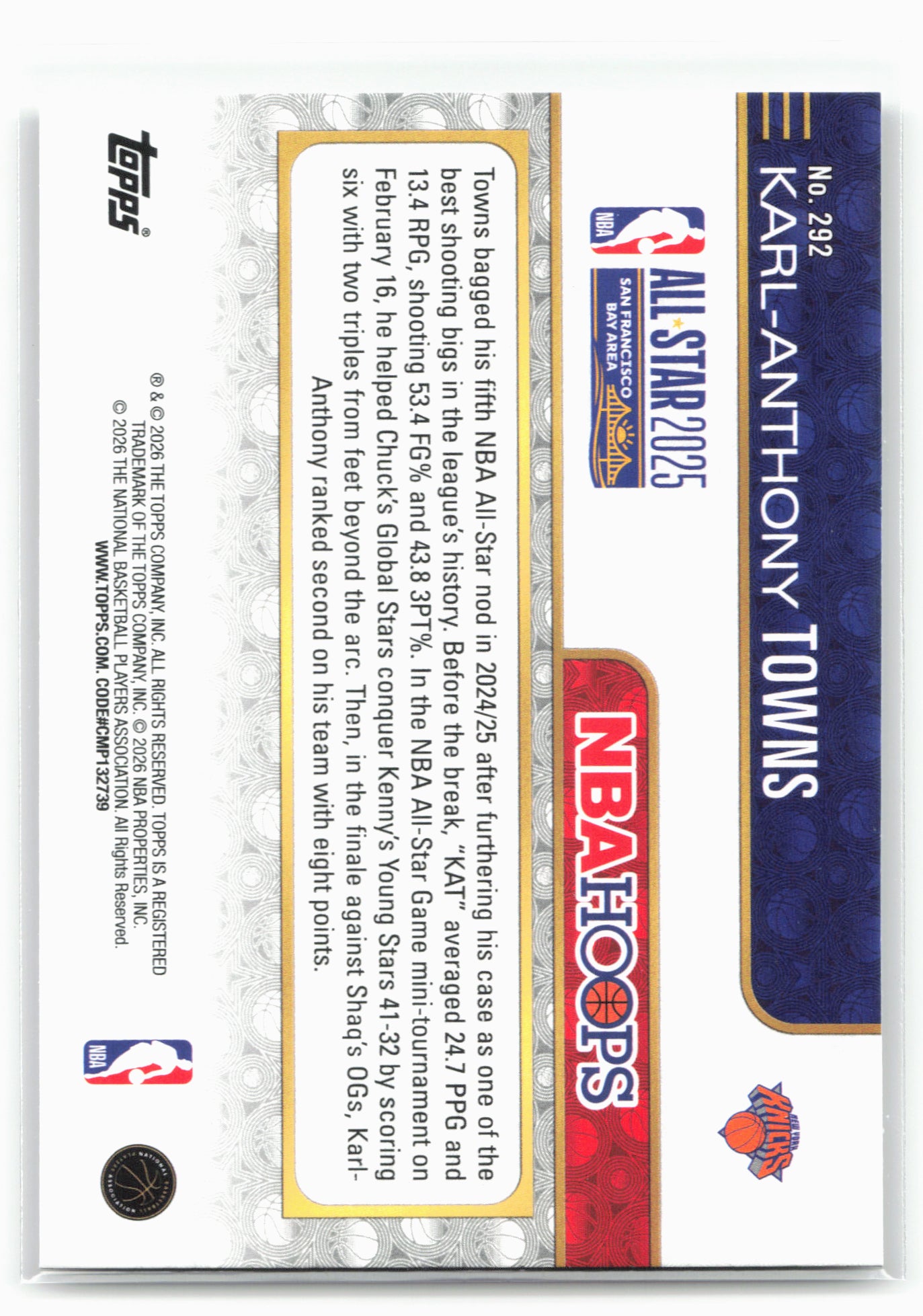 2025-26 Hoops #292 Karl-Anthony Towns 29437