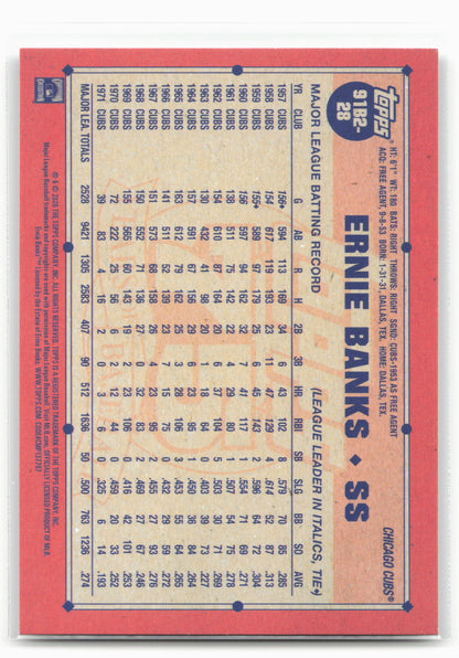 2026 Topps #91B2-28 Ernie Banks 1991 Topps Baseball 35th Anniversary