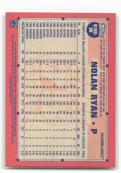 2026 Topps #91B2-36 Nolan Ryan 1991 Topps Baseball 35th Anniversary (Series Two)
