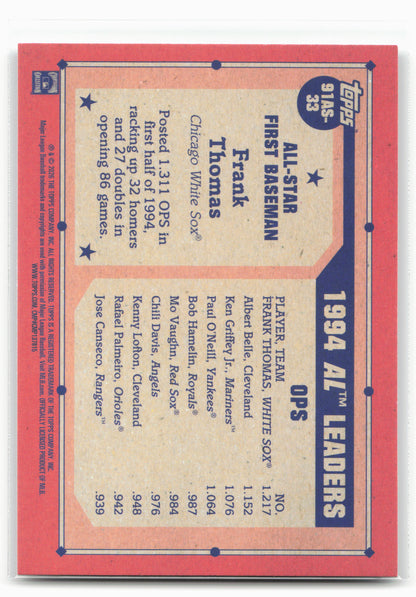 2026 Topps #91AS-33 Frank Thomas 1991 Topps Baseball 35th Anniversary
