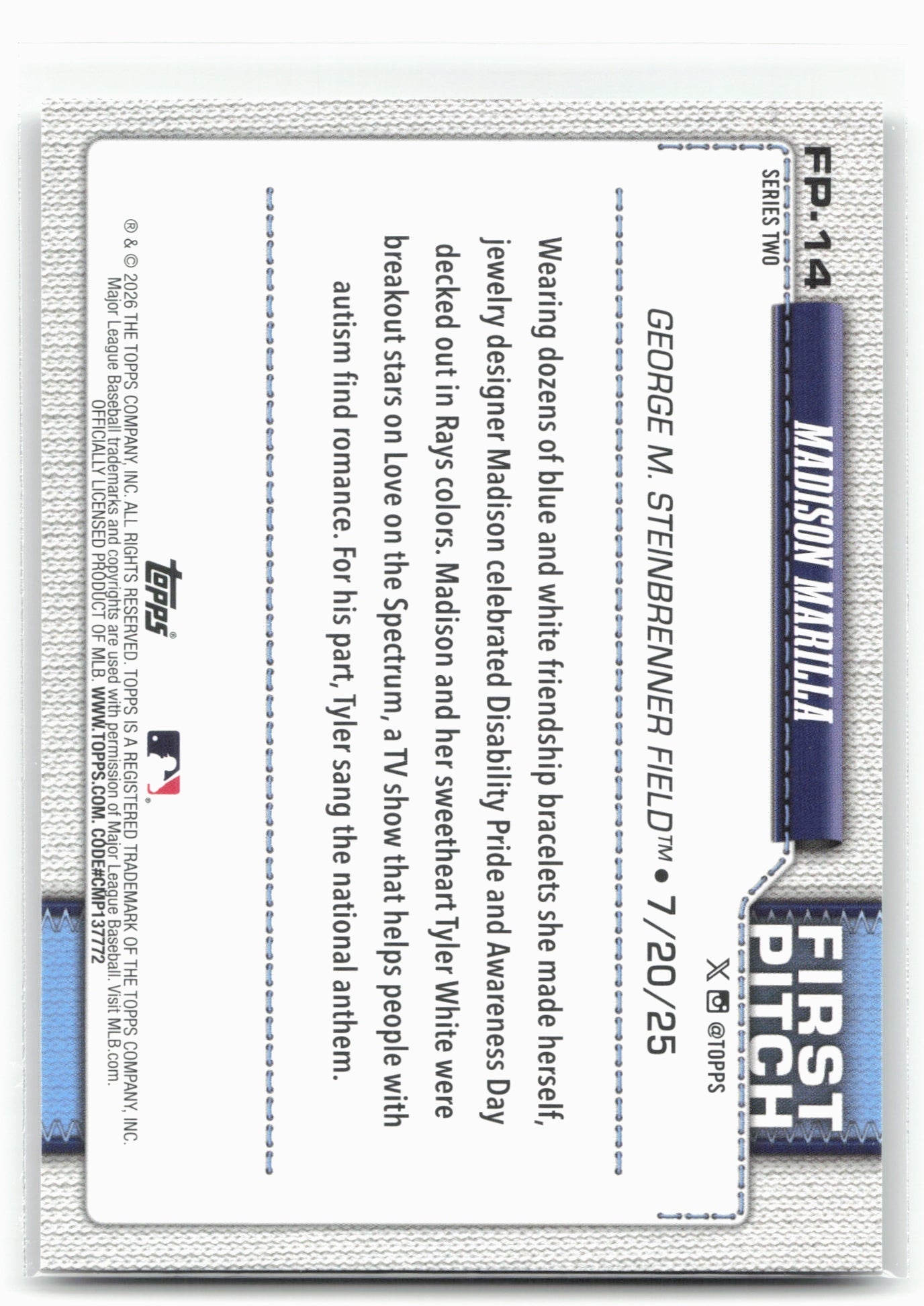 2026 Topps #FP-14 Madison Marilla First Pitch