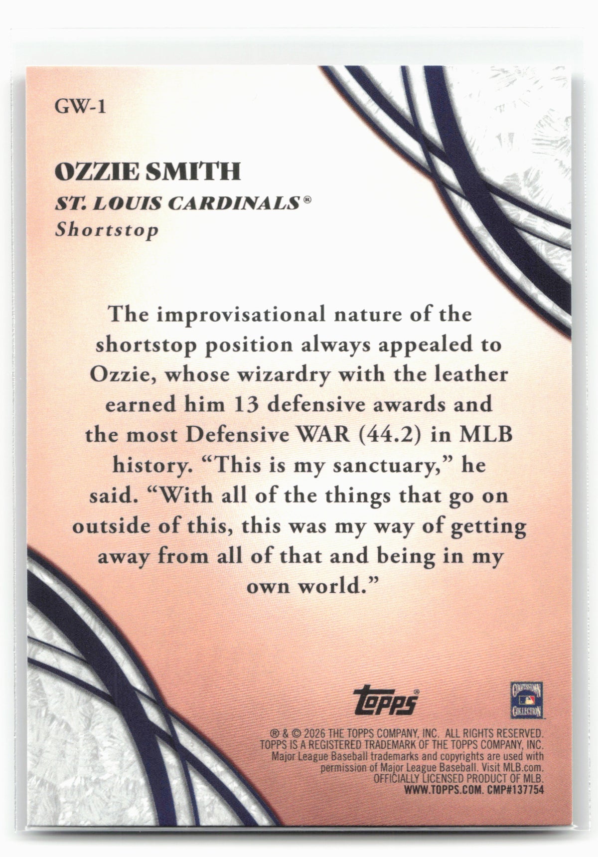 2026 Topps #GW-1 Ozzie Smith Glove Work