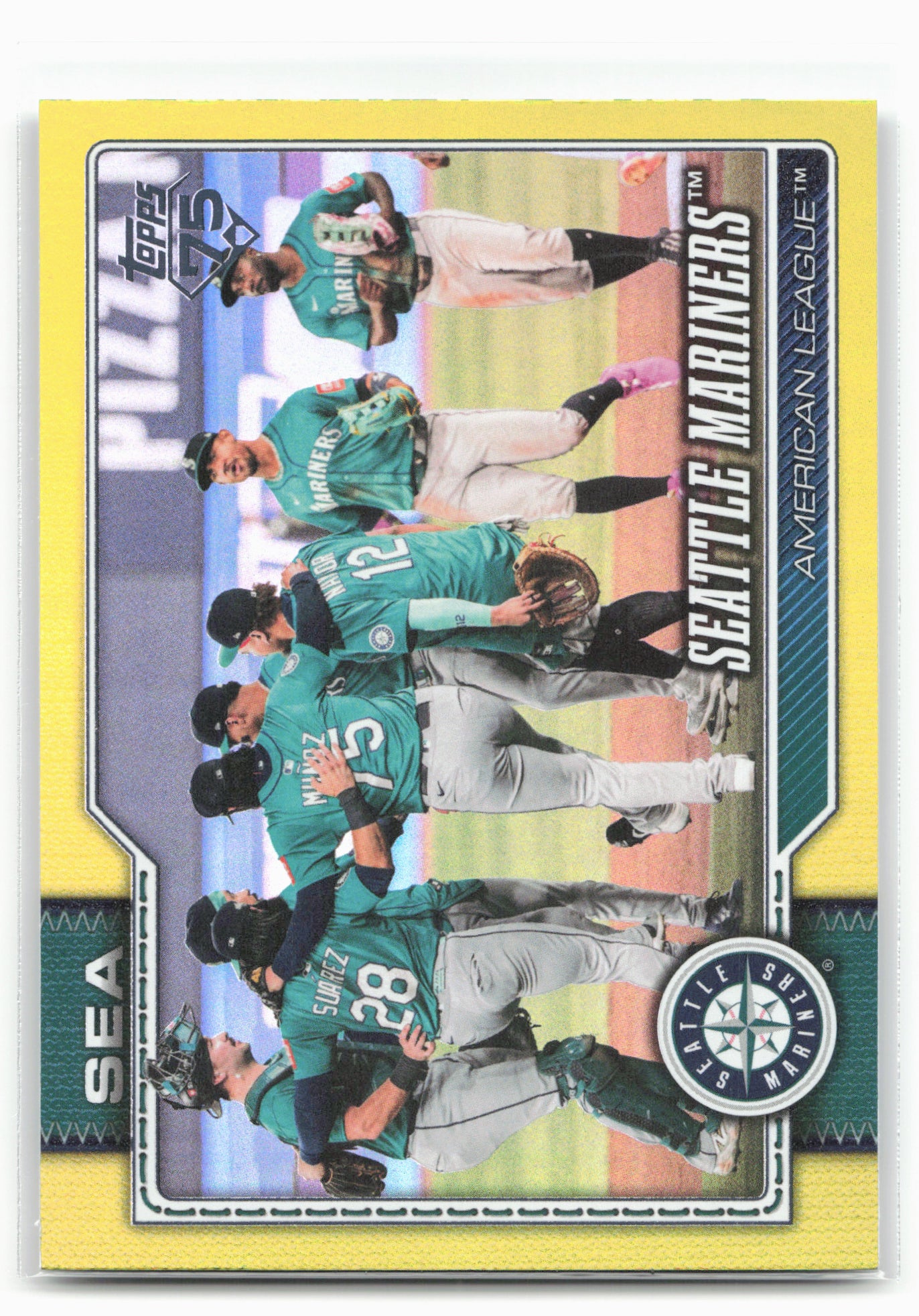 2026 Topps #525 Seattle Mariners Yellow Rainbow Foil #/399