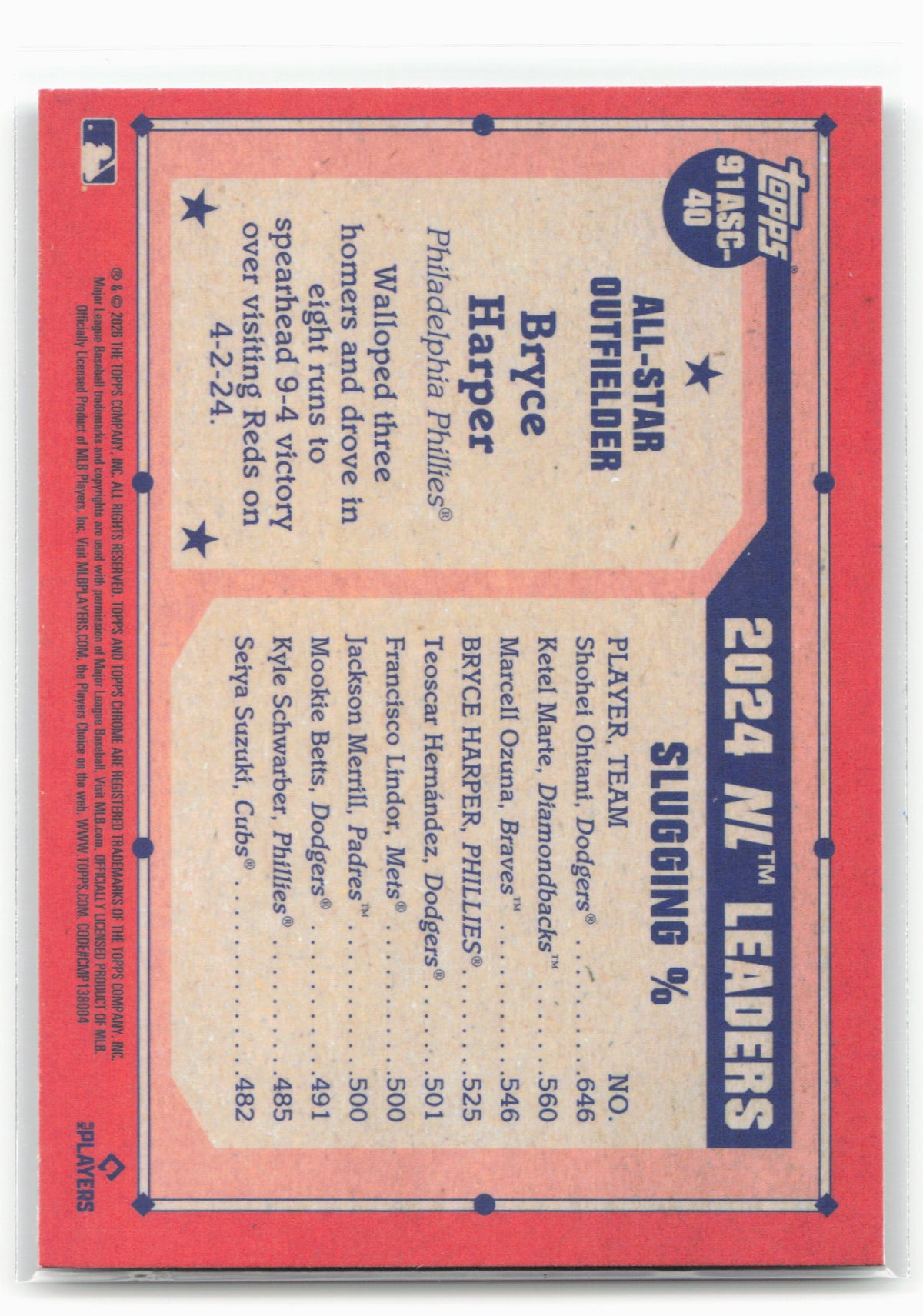 2026 Topps #91ASC-40 Bryce Harper 1991 Topps Baseball 35th Chrome