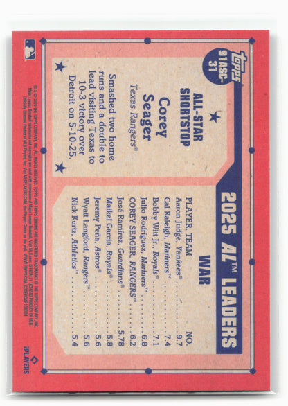 2026 Topps #91ASC-31 Corey Seager 1991 Topps Baseball 35th Anniversary Chrome