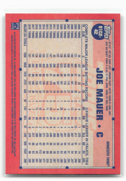2026 Topps #91C2-42 Joe Mauer 1991 Topps Baseball 35th Anniversary Chrome