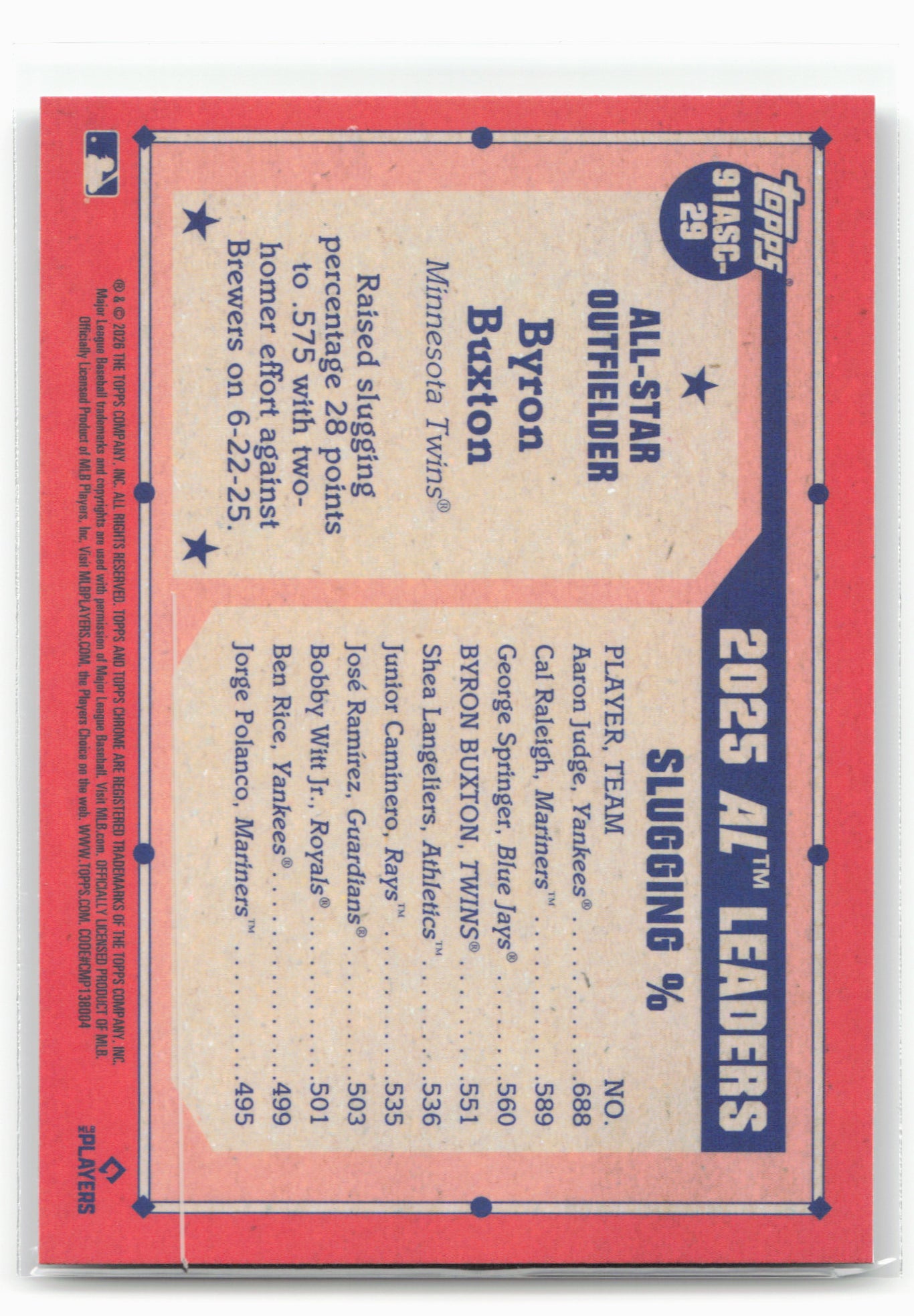 2026 Topps #91ASC-29 Byron Buxton 1991 Topps Baseball 35th Anniversary Chrome