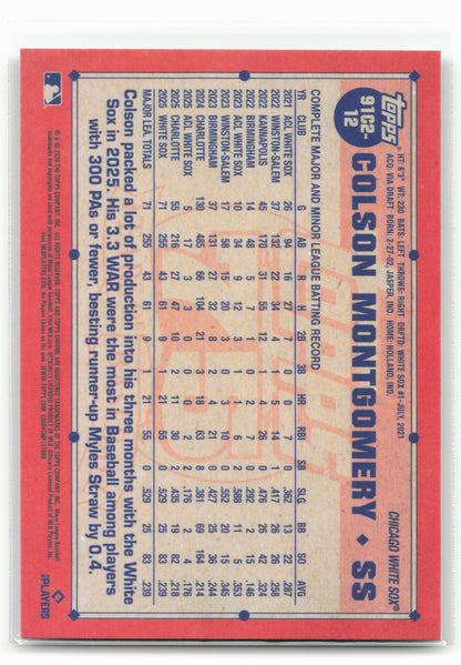 2026 Topps #91C2-12 Colson Montgomery 1991 Topps Baseball 35th Chrome