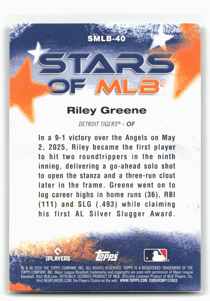 2026 Topps #SMLB-40 Riley Greene Stars of MLB