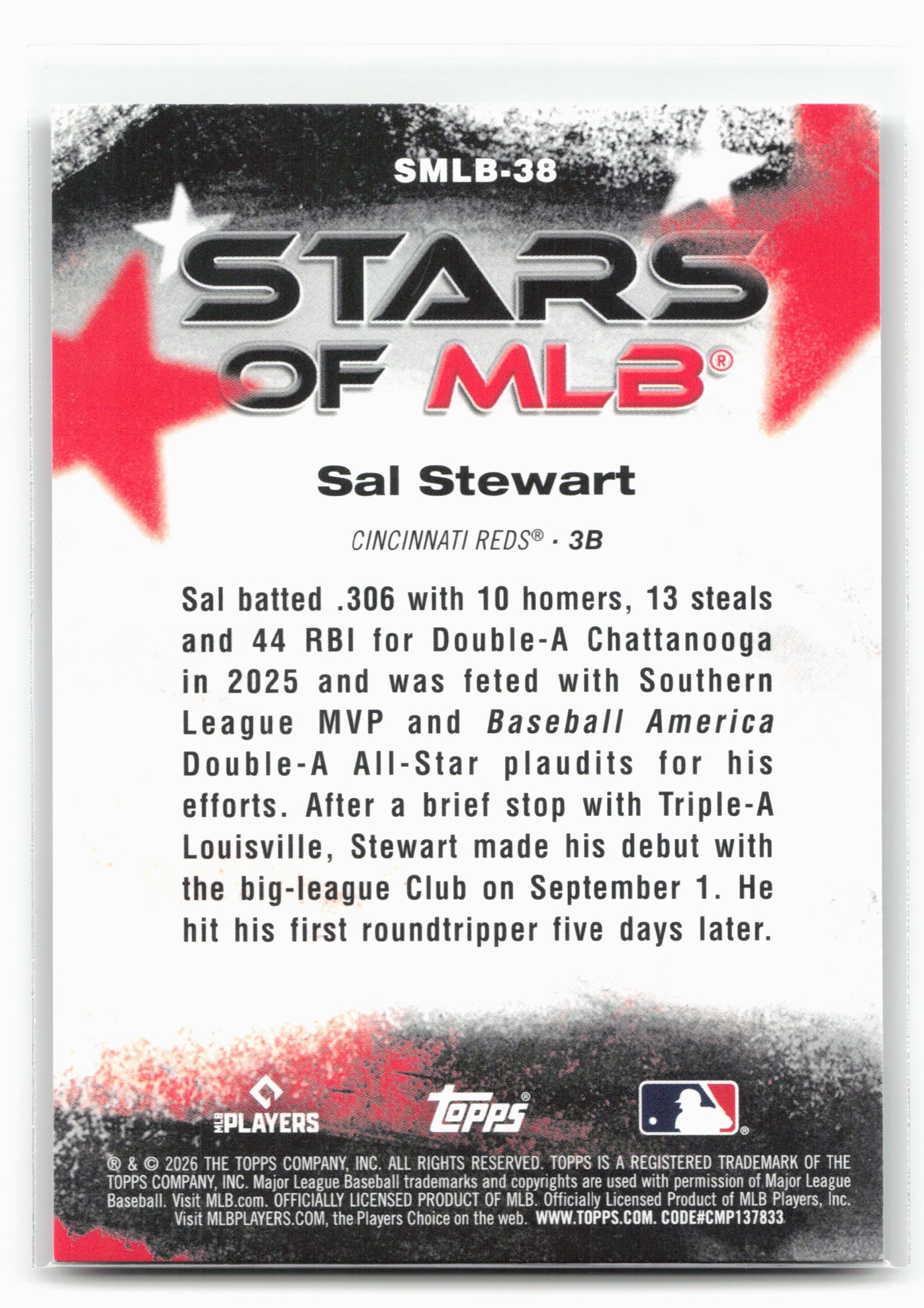 2026 Topps #SMLB-38 Sal Stewart Stars of MLB