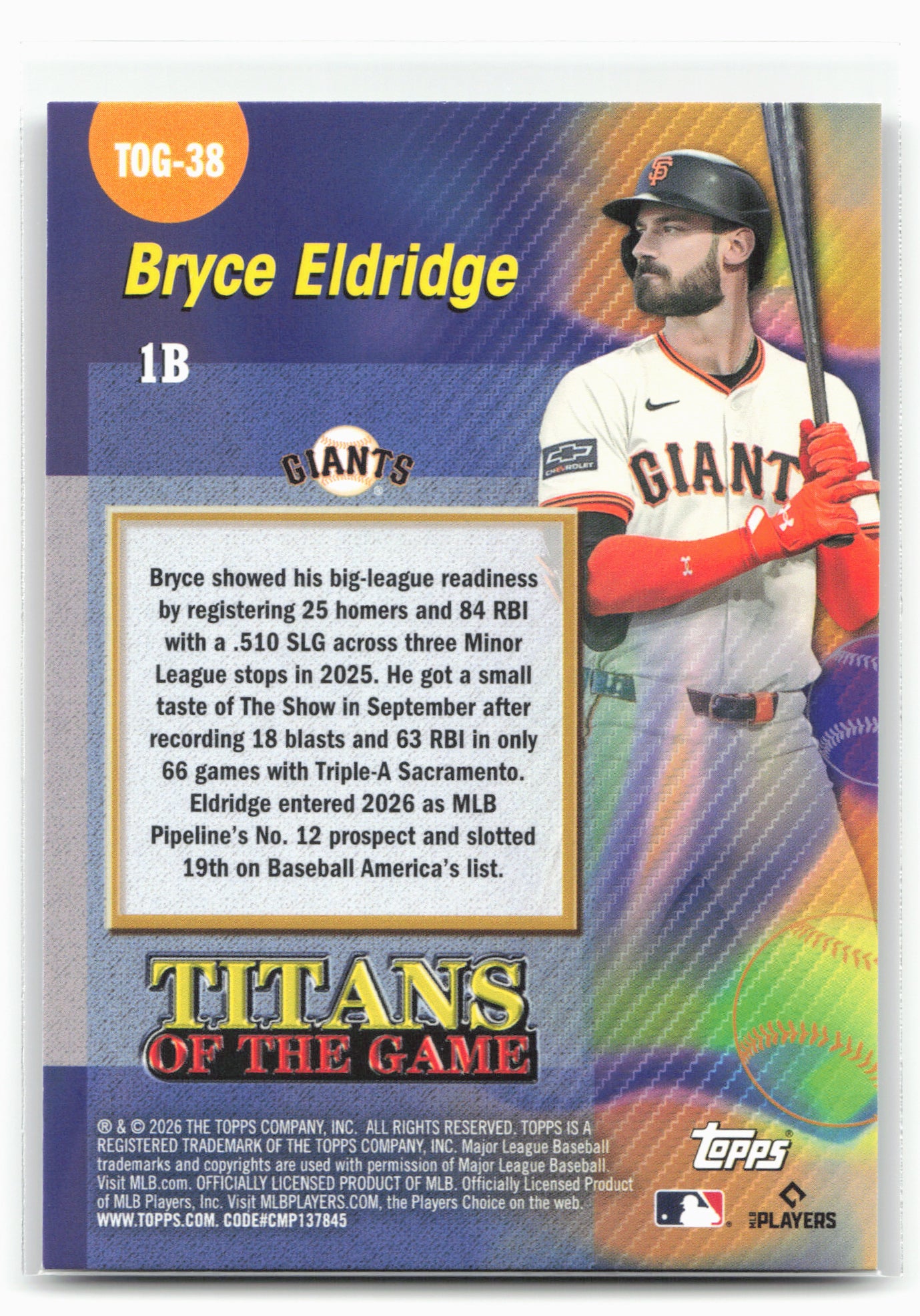 2026 Topps #TOG-38 Bryce Eldridge Titans of the Game