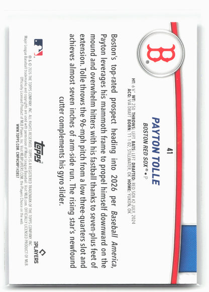 2026 Topps #41 Payton Tolle Flagship Collection (Series Two)