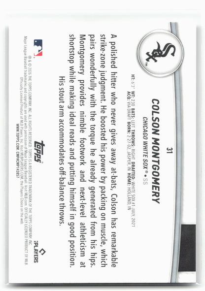 2026 Topps #31 Colson Montgomery Flagship Collection (Series Two)