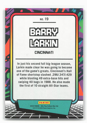 2026 Panini Decades 90s Pop Culture #19 Barry Larkin Lime Green #/199