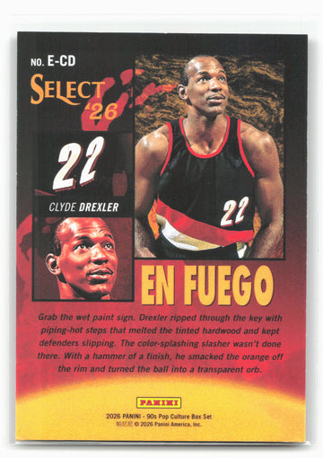 2026 Panini Decades 90s Pop Culture #E-CD Clyde Drexler En Fuego