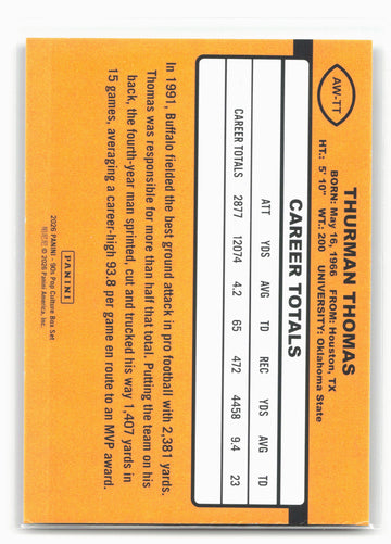 2026 Panini Decades 90s Pop Culture #AW-TT Thurman Thomas Award Winners