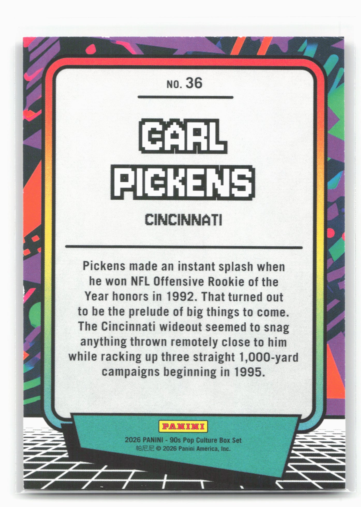 2026 Panini Decades 90s Pop Culture #36 Carl Pickens
