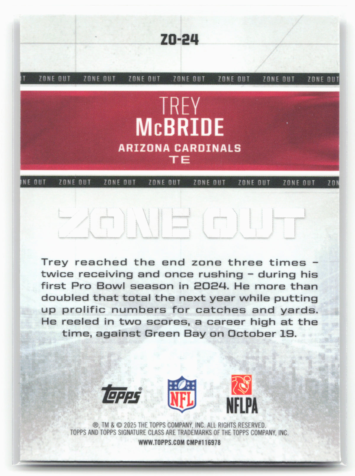 2025 Topps Signature Class #ZO-24 Trey McBride Zone Out