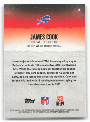 
2025 Topps Signature Class #8 James Cook Green & Purple