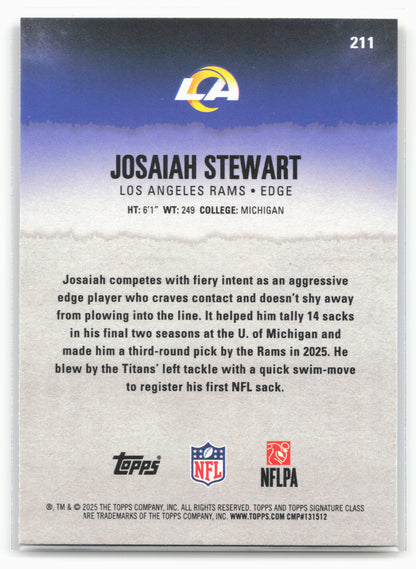 2025 Topps Signature Class #211 Josaiah Stewart Blue & Yellow