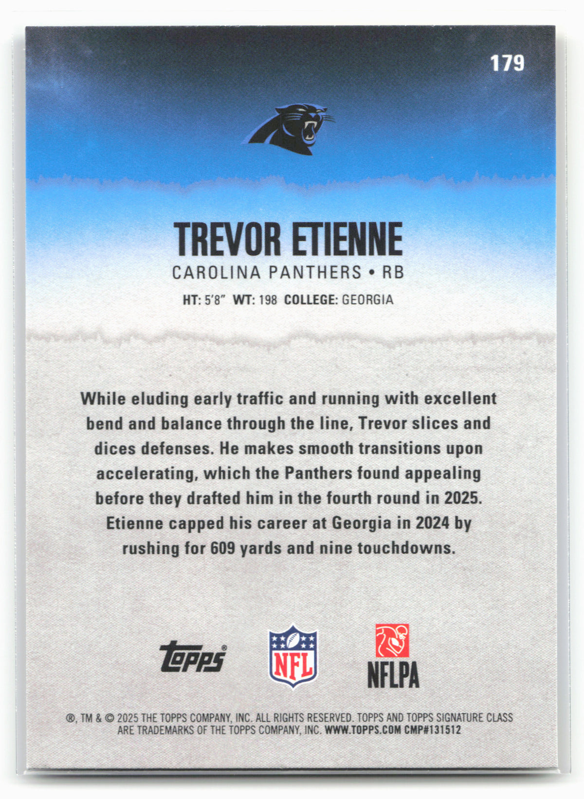 2025 Topps Signature Class #179 Trevor Etienne Blue & Yellow