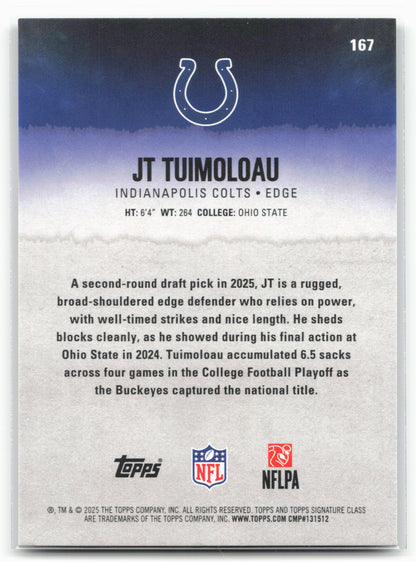 2025 Topps Signature Class #167 JT Tuimoloau Green & Purple