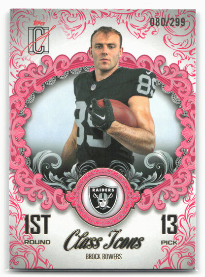 2025 Topps Signature Class #CI-10 Brock Bowers Class Icons Coral #/299