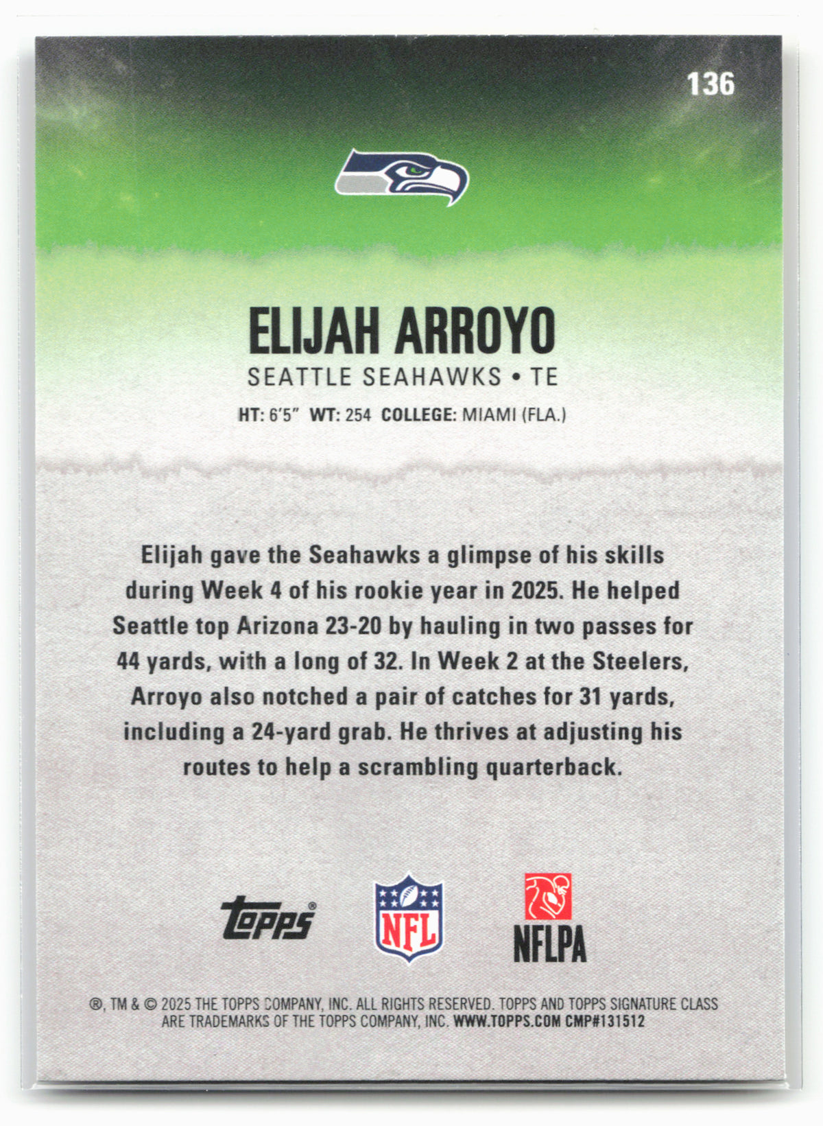 2025 Topps Signature Class #136 Elijah Arroyo Blue & Yellow