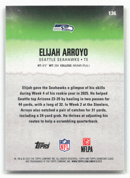 2025 Topps Signature Class #136 Elijah Arroyo Blue & Yellow
