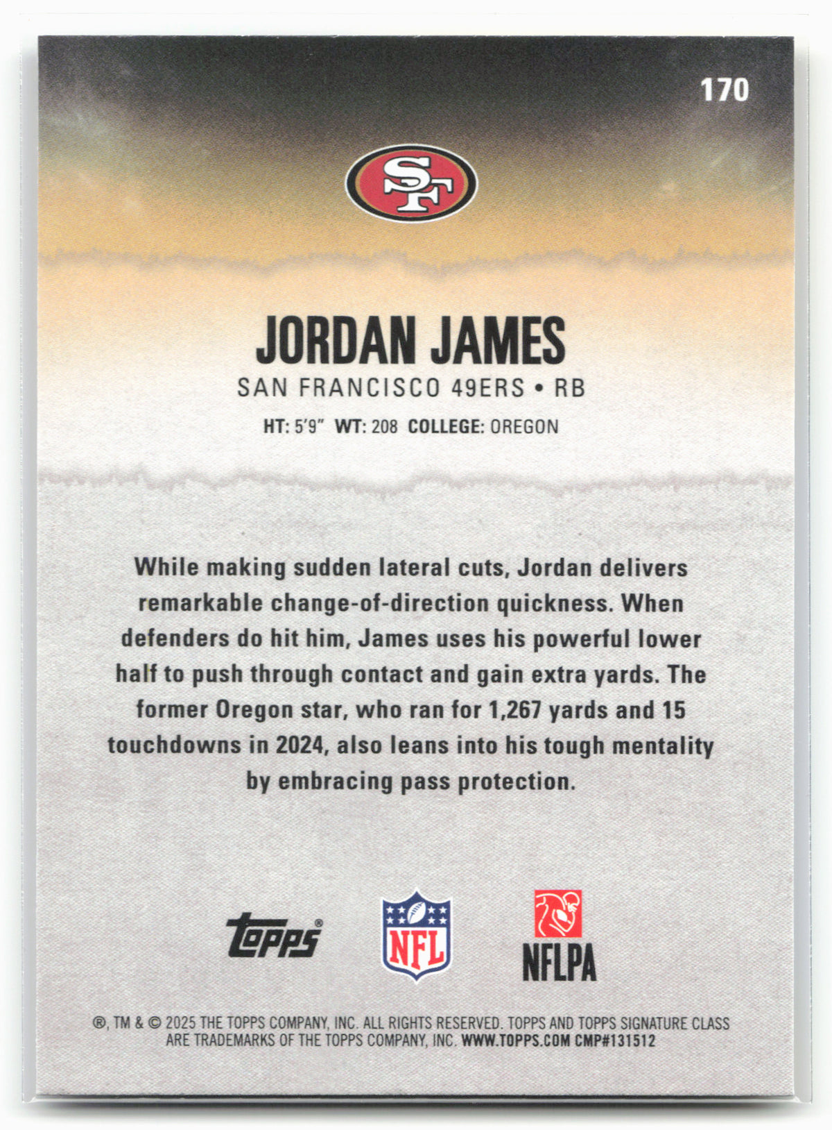 2025 Topps Signature Class #170 Jordan James Blue & Yellow