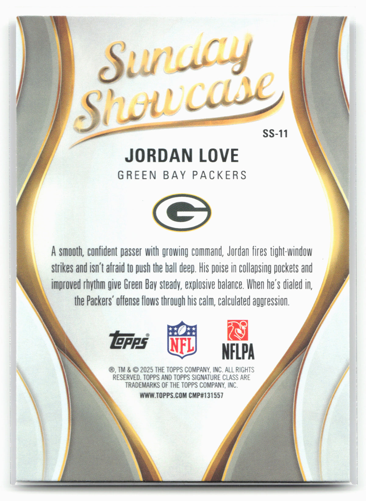 2025 Topps Signature Class #SS-11 Jordan Love Sunday Showcase