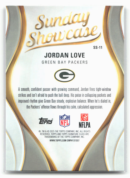 2025 Topps Signature Class #SS-11 Jordan Love Sunday Showcase