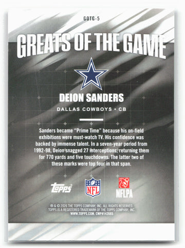 
2026 Topps Flagship #GOTG-5 Deion Sanders Greats Of The Game