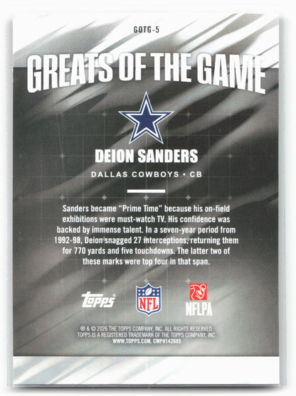 2026 Topps Flagship #GOTG-5 Deion Sanders Greats Of The Game