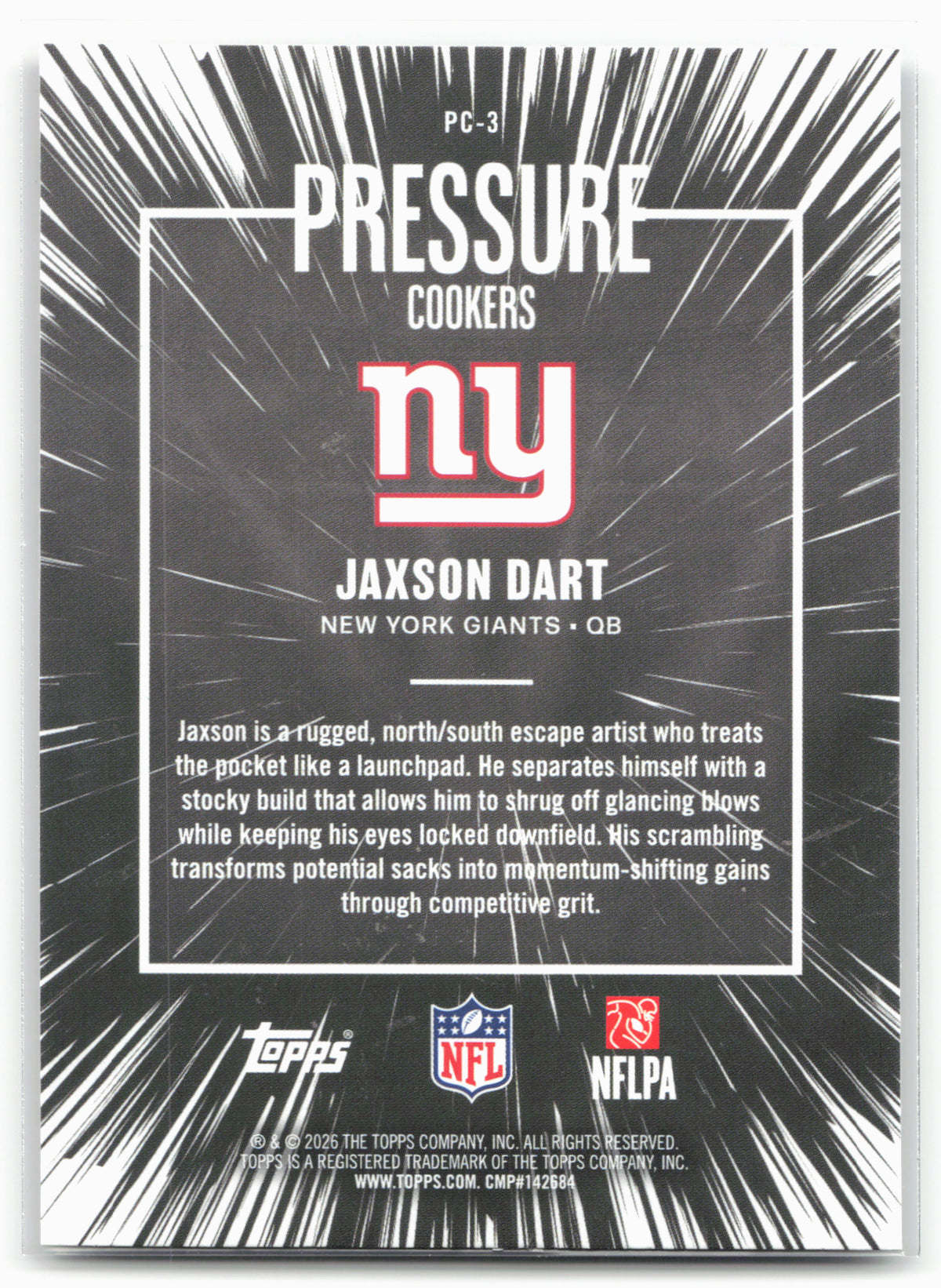 2026 Topps Flagship #PC-3 Jaxson Dart Pressure Cookers